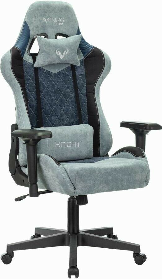 Кресло Zombie Viking 7 KNIGHT текстиль/эко. кожа синий/голубой