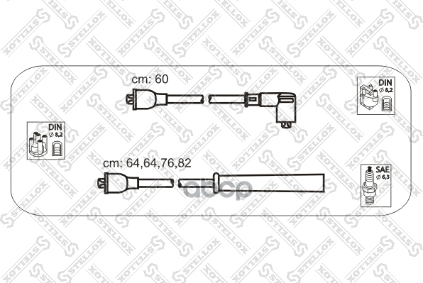 10-38310-Sx_к-Кт Проводов! Ford Sierra 1.3/1.8/2.0 Ohc 82> Stellox арт. 1038310SX