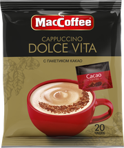 Растворимый кофе MacCoffee Cappuccino Dolce Vita с какао, в пакетиках, 20 уп., 480 г