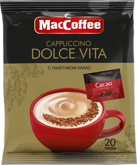 Растворимый кофе MacCoffee Cappuccino Dolce Vita с какао, 20 уп., 480 г — купить в интернет-магазине по низкой цене на Яндекс Маркете