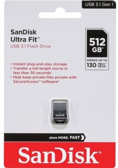 USB флешка Sandisk 512Gb Ultra Fit USB 3.1 Gen 1 (150/30 Mb/s)