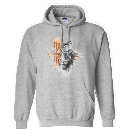 фото Толстовка худи белые coolpodarok животные тигр с оранжевыми поласами