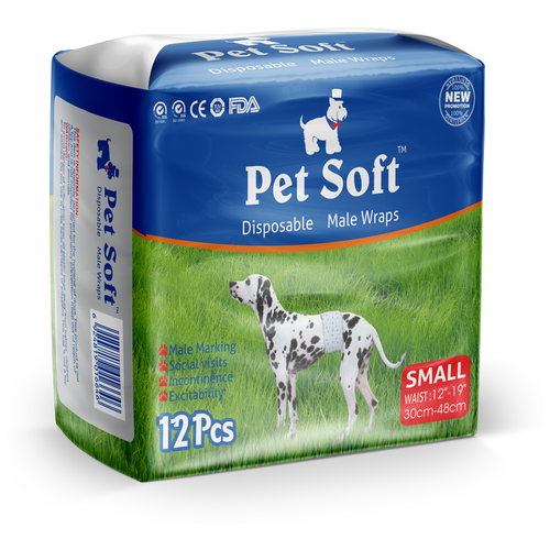 Пояса PET SOFT Male Diaper одноразовые впитывающие для кобелей размер S, 12шт