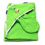 ЛЕС ТЕКСТИЛЬ Green 75см*75см Полотенце уголок детское с цветной окантовкой и варежкой - изображение