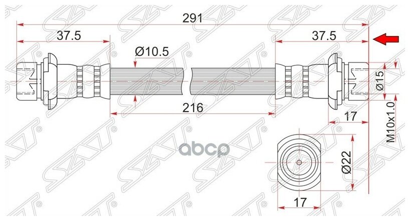 Шланг Тормозной Передний (Таиланд) Toyota Hilux Surf/Land Cruiser Prado 95-02/Corolla/Lvn/Trn Gt +Ab Sat арт. ST-90947-02862