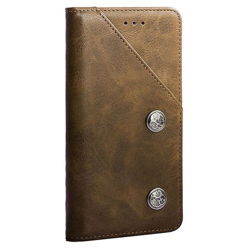 фото Чехол-книжка mypads для alcatel 1se (2020) 5030d креативный крафтовый ретро футляр азиатский стиль ручной работы c декоративными пуговицами и визитницей коричневый