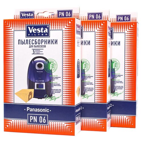 Vesta filter PN 06 XXl-Pack комплект бумажных пылесборников 15 шт 3 фильтра 1368₽