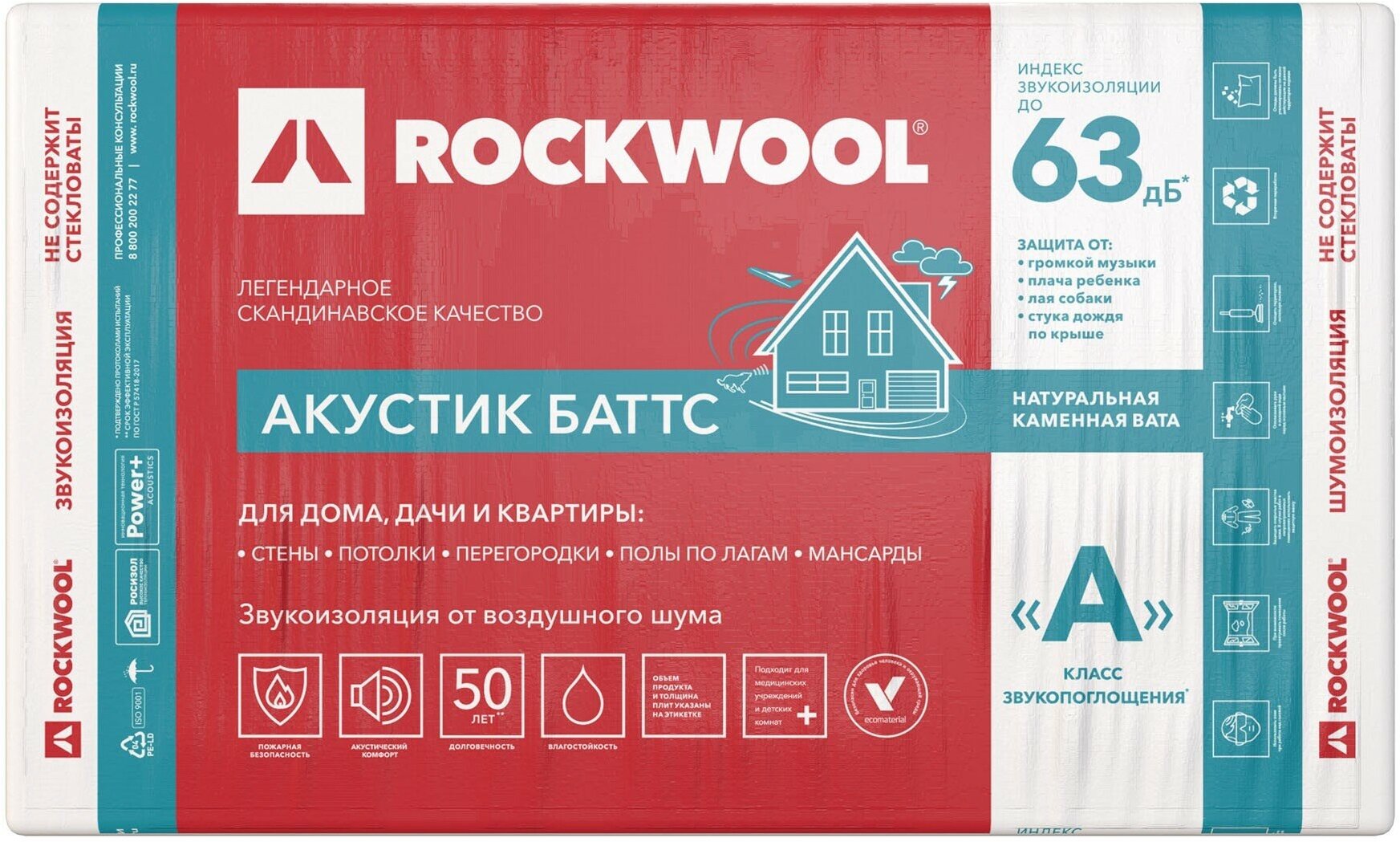 Звукоизоляция Rockwool Акустик Баттс, 100 мм - фотография № 1