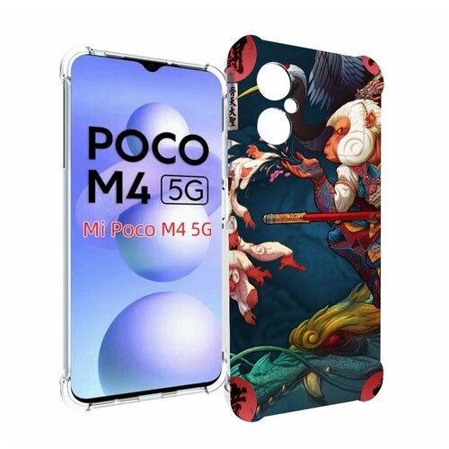 Чехол MyPads японская обезьяна для Xiaomi Poco M4 5G задняя-панель-накладка-бампер