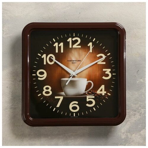 фото Часы настенные "чашка кофе" плавный ход, коричневые 26х26 cм mikimarket