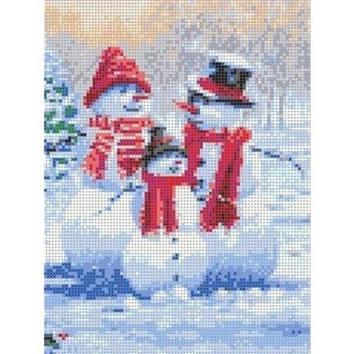 Семья снеговиков Рисунок на ткани 18,6х24,5 Каролинка ткбл 4026 18,6х24,5 Каролинка ткбл 4026