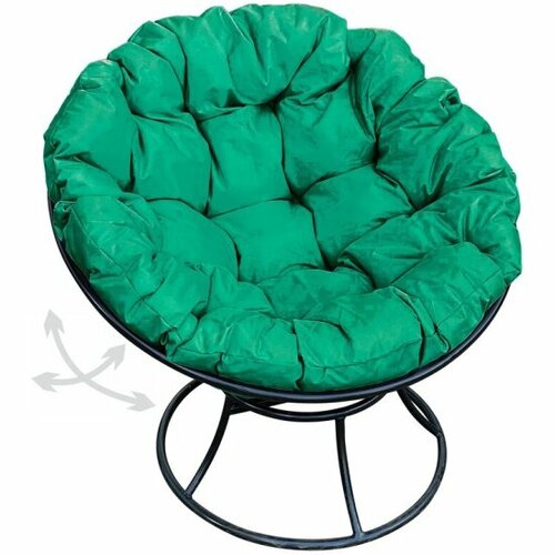 Садовое кресло M-group Папасан пружинка черное + зеленая подушка