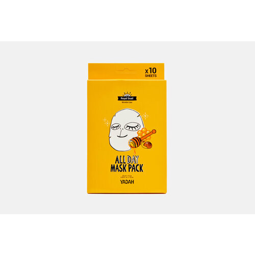 Маски на тканевой основе с муцином улитки и экстрактом мёда ALL DAY MASK PACK-ROYAL SNAIL набор масок на тканевой основе с коллагеном yadah all day mask pack collagen 10 мл