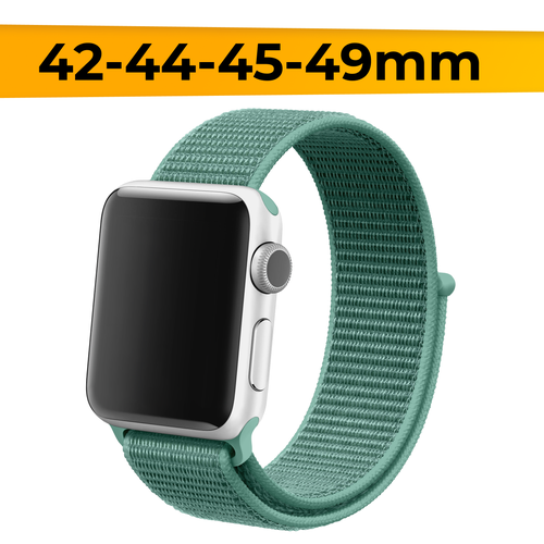 Нейлоновый ремешок для Apple Watch 1-9, SE, Ultra, 42-44-45-49 mm / Эластичный тканевый браслет для Эпл Вотч 1-9, СE, Ультра / Оливковый нейлоновый ремешок для apple watch 1 9 se ultra 42 44 45 49 mm эластичный тканевый браслет для эпл вотч 1 9 сe ультра бледно оранжевый