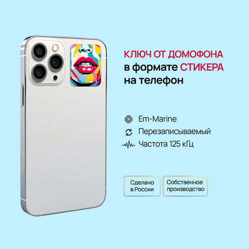 Ключ-стикер для домофона на телефон, Em-Marine, Лицо в красках/ перезаписываемый