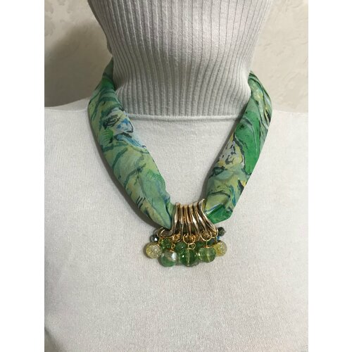 Колье FOXTROT, стекло, агат, длина 58 см, зеленый