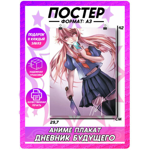 Аниме плакат Дневник Будущего на стену 395₽