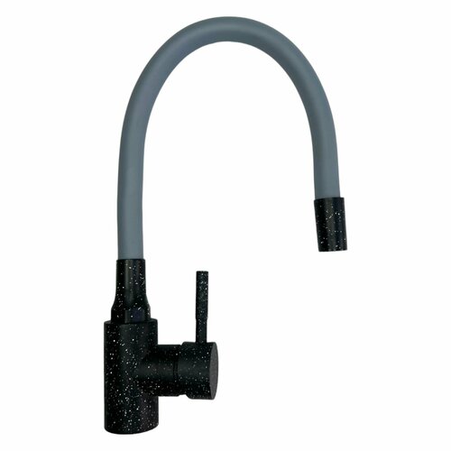 Смеситель для кухни с гибким силиконовым изливом, серый мрамор