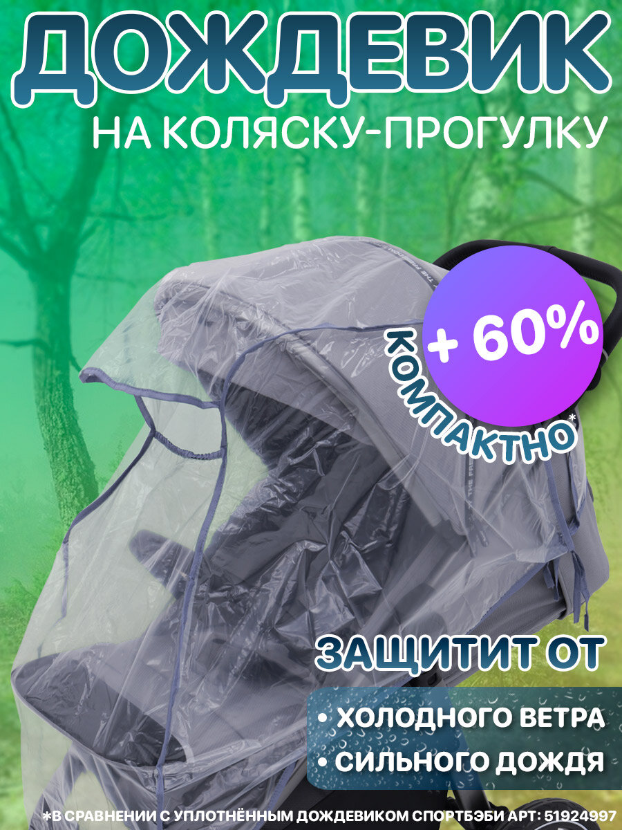 фото Дождевик Спортбэби на прогулочную детскую коляску, серый