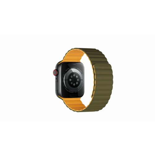 Ремешок для Apple Watch 42/44/45/49 мм, WiWU Magnetic Slicone Series Applicable, Army Green+Yellow