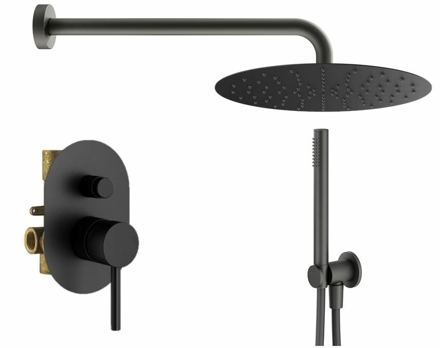 Душевой комплект Plumberia Selection Ixo черный матовый - фото №1