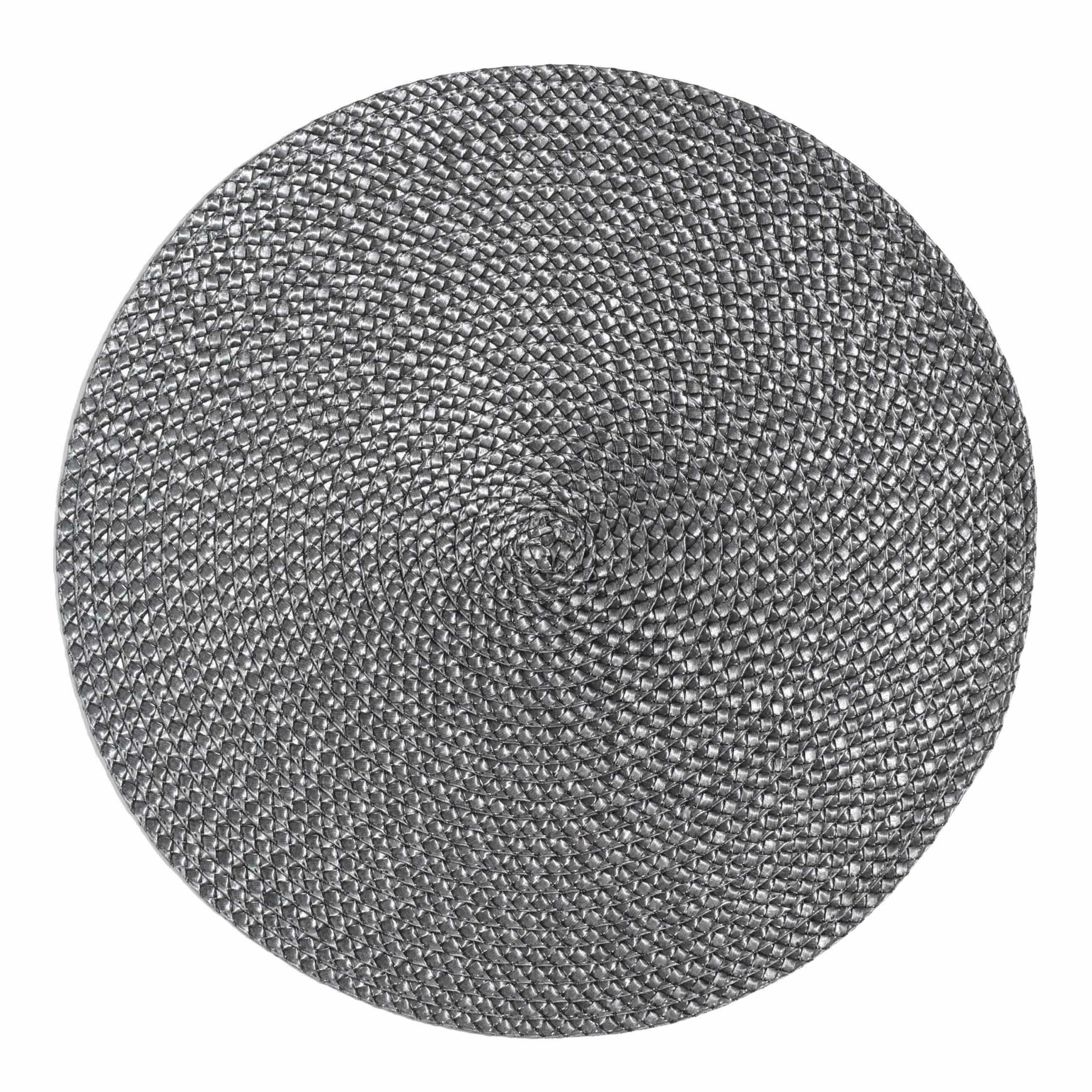 фото Салфетка под приборы, 38 см, полипропилен/ПЭТ, круглая, коричневая, Circle braid