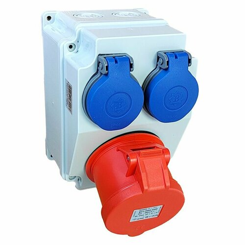 Мини-комбинация, 1 розетка CEE 5/32А, 2 розетки Schuko, 120 х 170 х 110 мм, IP44