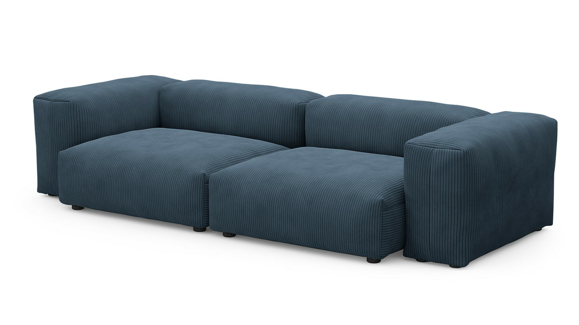 Диван Фиджи двухсекционный (большой) Cilium Indigo 273x116x62 см, синий Вельвет, нераскладной Дом мебели для вас