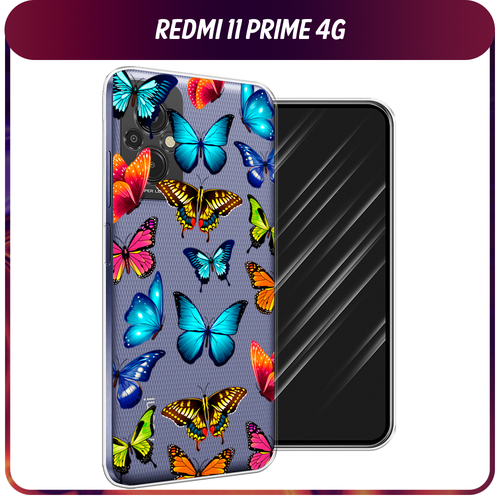 Силиконовый чехол на Xiaomi Redmi 11 Prime 4G / Сяоми Редми Прайм 11 4G Разные бабочки, прозрачный силиконовый чехол на xiaomi redmi 11 prime 4g сяоми редми прайм 11 4g много роз