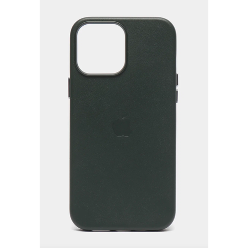 Чехол-накладка кожаный Leather Case с беспроводной зарядкой MagSafe на iPhone 13- зеленый