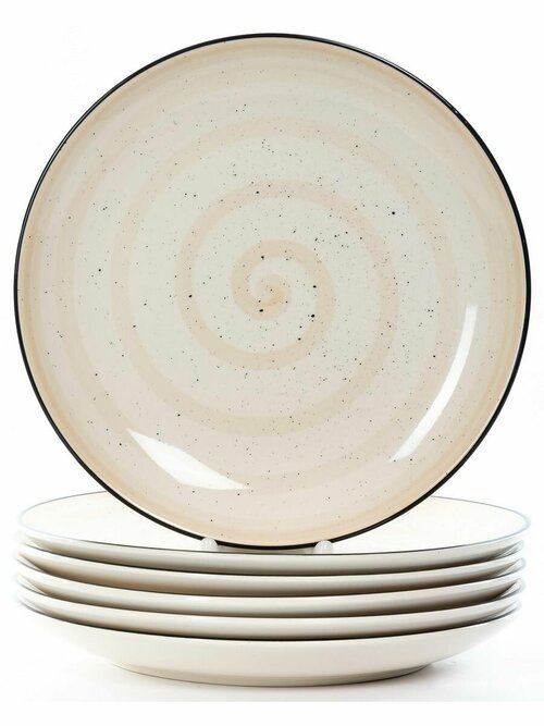 Набор глубоких обеденных тарелок из керамики на 6 персон
