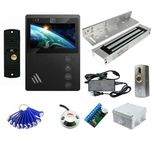 Комплект видеодомофона ST 43 белый с электромагнитным замком 180 кг и ключами TM для офиса склада магазина 35 12300₽