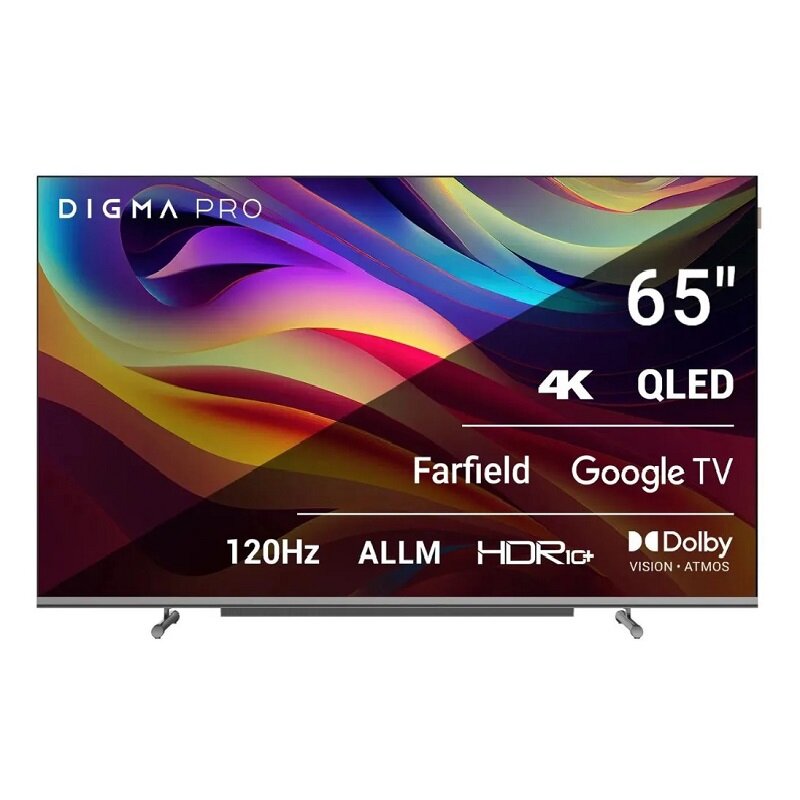 Телевизор Digma Pro 65L, диагональ 65", QLED, SmartTV, чёрный/серебристый — фото 1