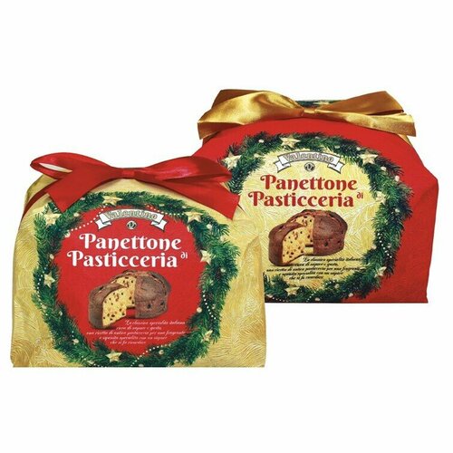 Итальянский кекс (пасхальный/ новогодний кулич) Valentino Panettone 2 шт. с изюмом и цукатами, 1кг(1000г.)