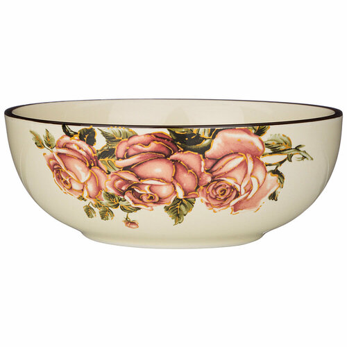 Салатник керамический Корейская роза Agness, салатница для сервировки стола, тарелка глубокая 16,5 см, 800 мл