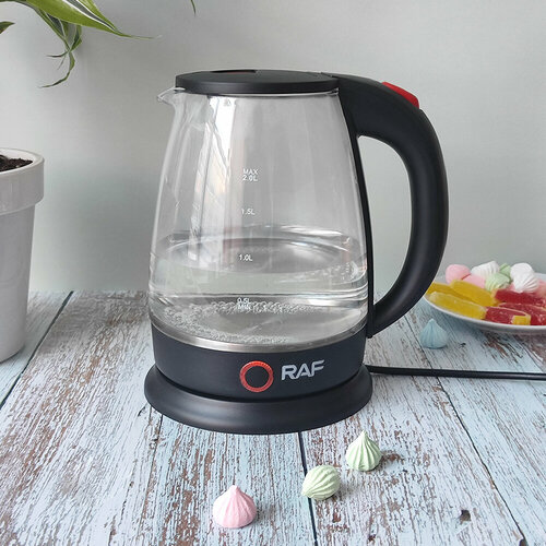 Стеклянный электрический чайник Raf 2 литра 1500 Вт с подсветкой черный 149000₽