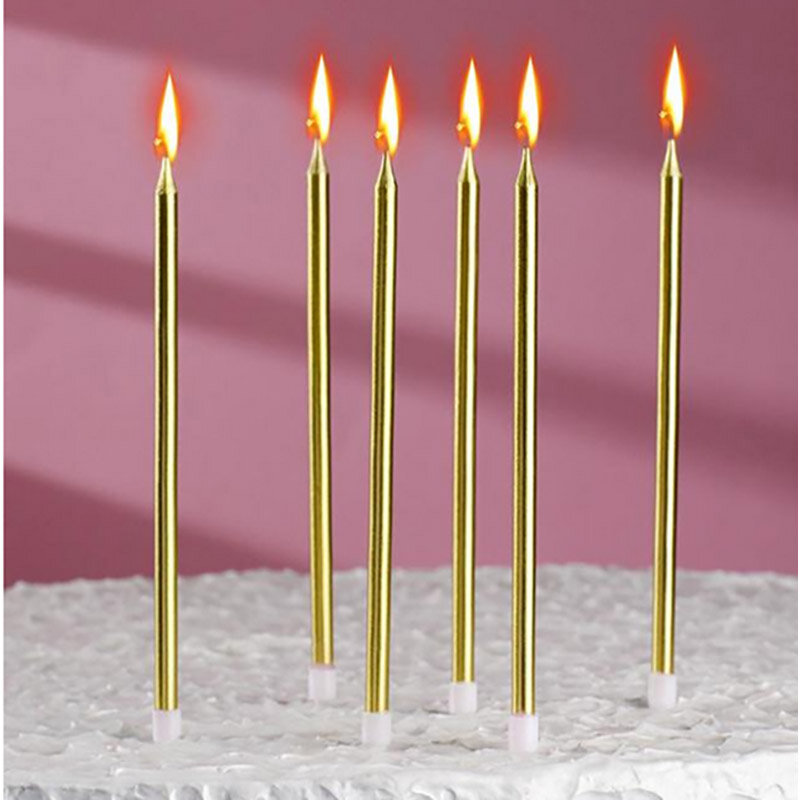 Свечи для торта с подставкой, золото, 6 шт в наборе