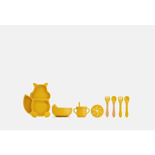 Набор посуды для кормления Play Kid Белка горчица / кол-во 1 шт посуда детская непросыпайка для кормления и прикорма