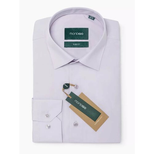 фото Рубашка mondigo приталенная slim fit с длинным рукавом, размер xxl - 170-182, жемчужный серый/перламутровый