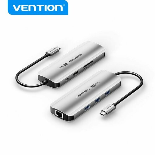 USB Hub Type C 30 разветвитель 9 в 1 Vention сетевой адаптер Тайп С многофункциональный арт TQKHB 10387₽