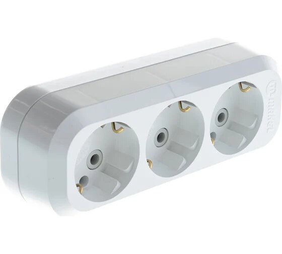 Колодка удлинителя 3 гнезда с заземлением MAKEL MGP131 16 А белый Турция IP20