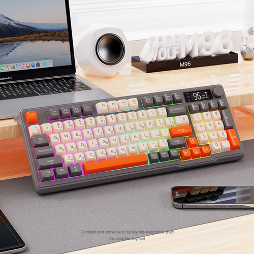 Клавиатура беспроводная с подсветкой Wolf M96 мембранная блютуз для компьютера ноутбука телефона русская английская игровая game gaming пк usb 649000₽
