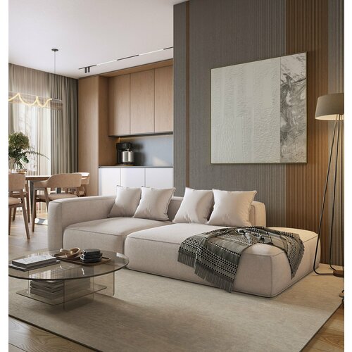 Диван-кровать Манхэттен белый двухсекционный с механизмом раскладывания тик-так и ящиком для хранения 105689₽