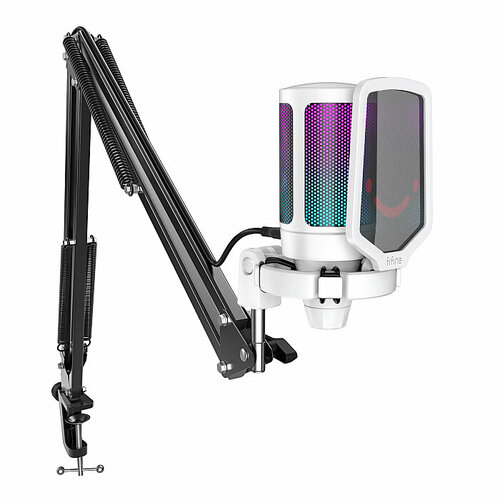 Конденсаторный USB Микрофон Fifine A6T Ampligame с RGB-подсветкой White 5690₽