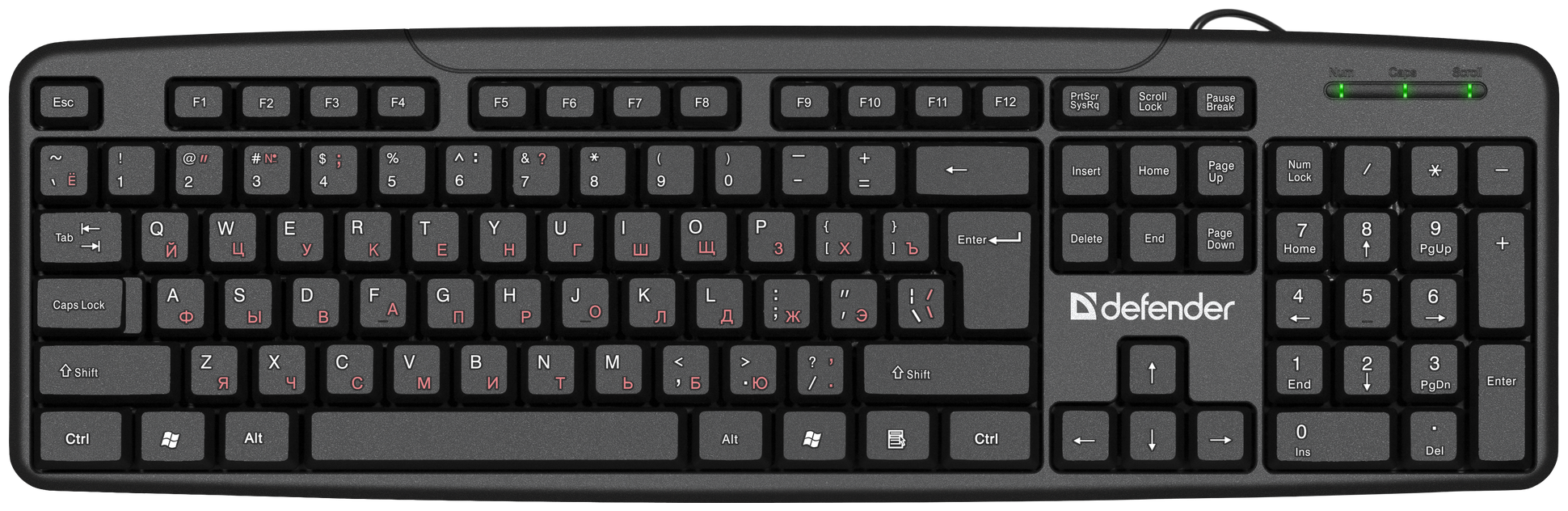 Defender Клавиатура проводная Astra HB-588 RU, полноразмерная, 104 кл, черный, USB, 1,8 м