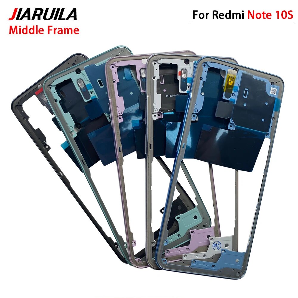 Изображение Новый протестирован для Xiaomi Redmi Note 10S 10 4G 5G Корпус Средняя рамка Чехол Средняя рамка Безель Пластина Запасные части с боковым ключом, Note 10S Black