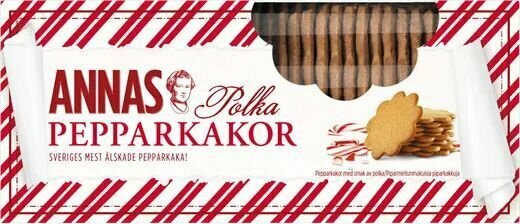 Печенье имбирное Annas polka с ароматом перечной мяты, 150 г (из Финляндии)