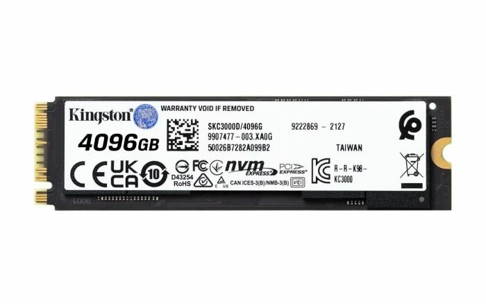 Накопитель Kingston SSD KC3000 4096GB SKC3000D/4096G M.2 NVMe PCIe 4.0 x4