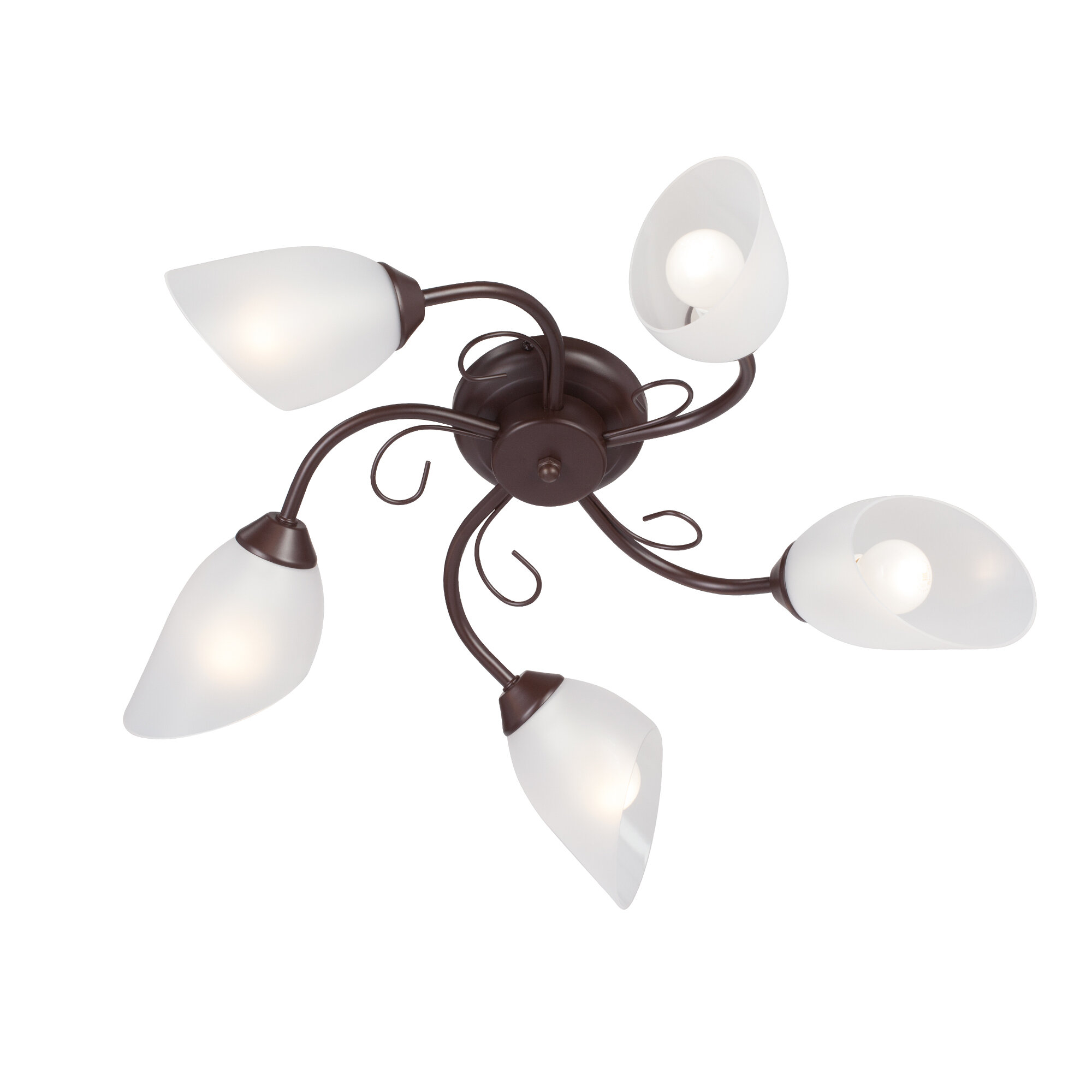 Люстра потолочная Vitaluce V3715/5PL  5 ламп 15м2 Е14 макс. 40Вт цвет коричневый матовый плафон пластик.