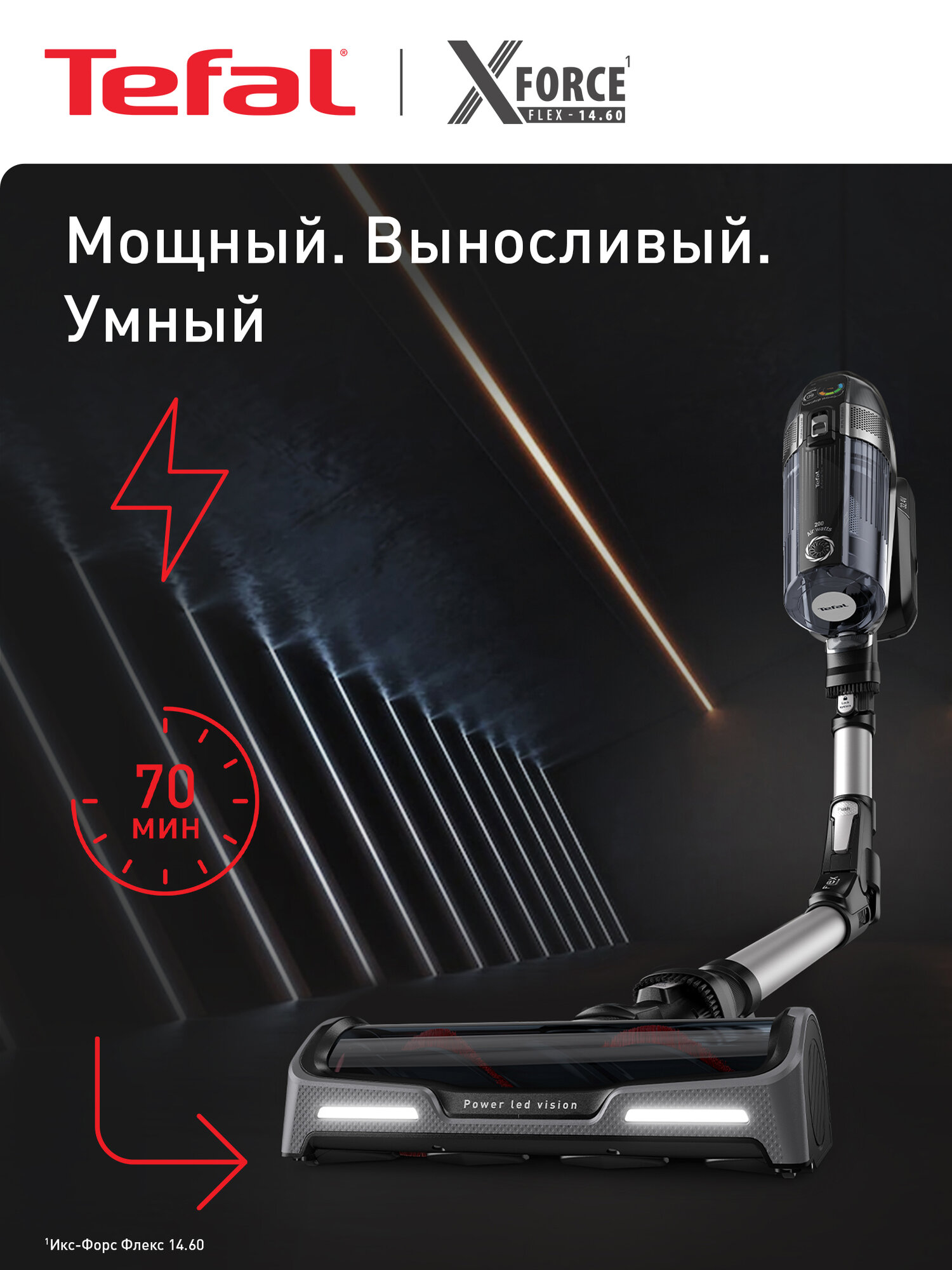 Вертикальный беспроводной пылесос Tefal X-Force Flex 14.60 Animal Care TY99A8WO с автоматической регулировкой мощности и 6 насадками, черный
